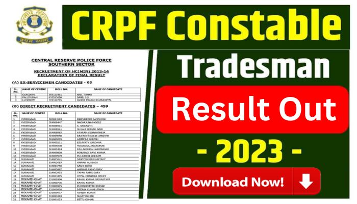 CRPF Tradesman Result 2024